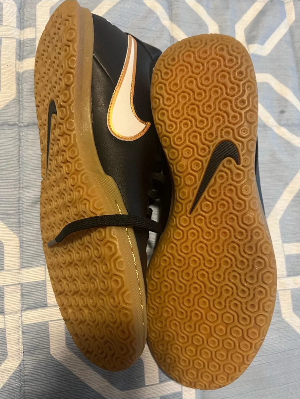 Nike Tiempox Black Indoor Soccer Shoes with White Swoosh, NWT